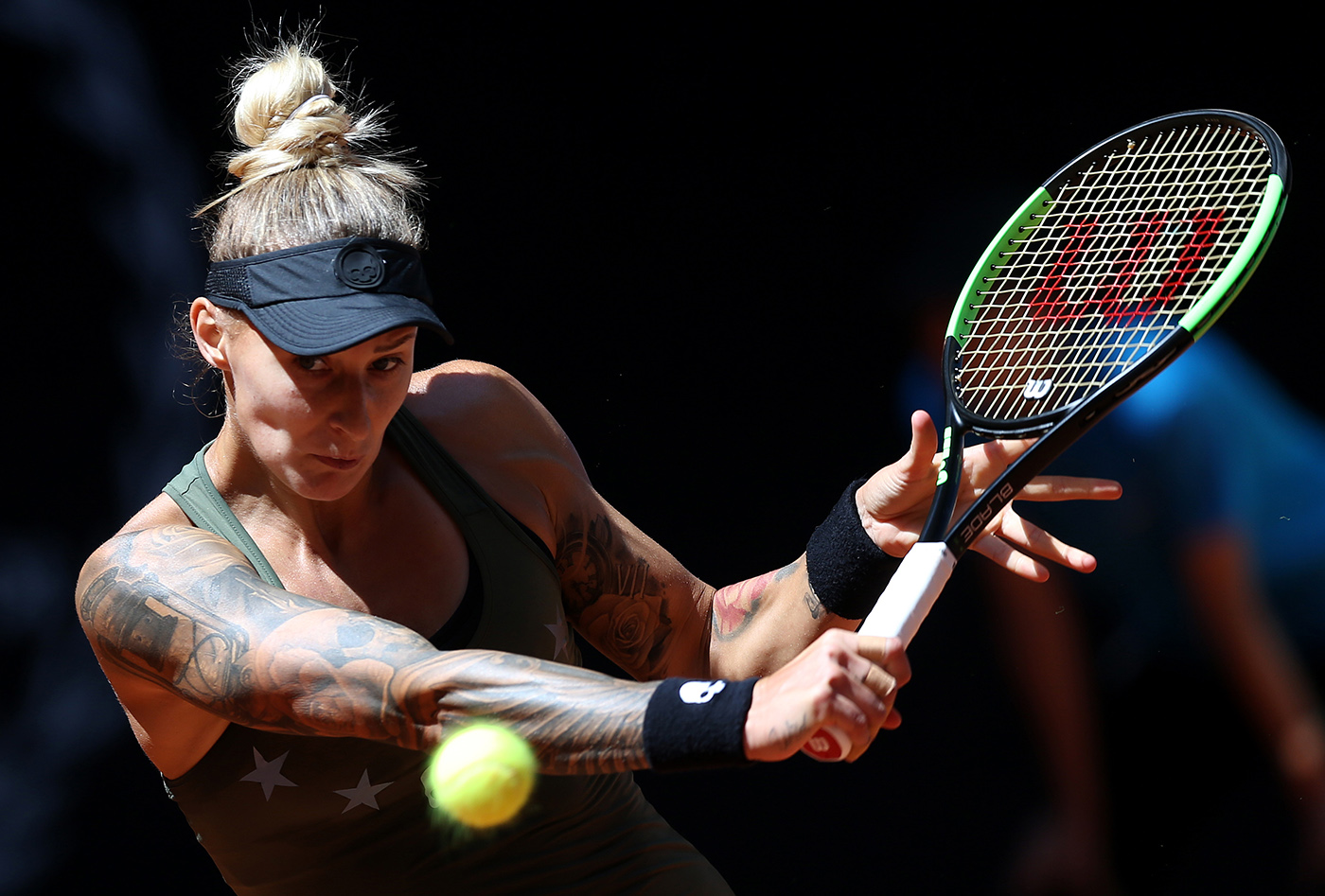 Polona Hercog of Slovenia in action during her semi final match againts Maria Sakkari of Greece at the TEB BNP Paribas Istanbul ​Cup tennis tournament in Istanbul, Turkey, 28 April 2018.