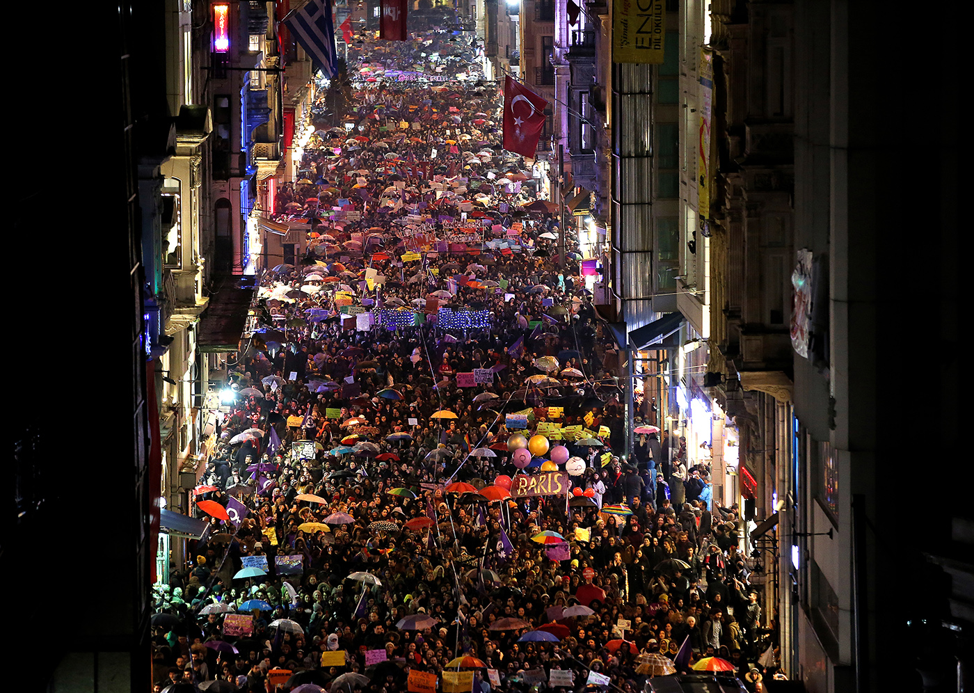 Turkish womens march during a protest rally marking International Women