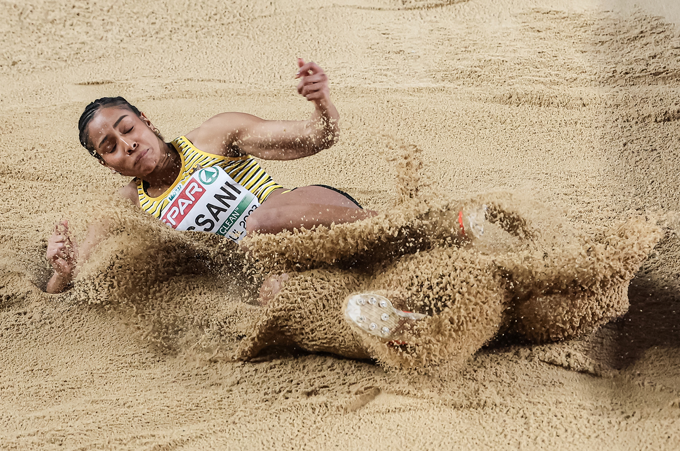 Mikaelle Assani of Germany in action during the Long Jump Women Qualification at the European Athletics Indoor Championships in Istanbul, Turkey, 04 March 2023.