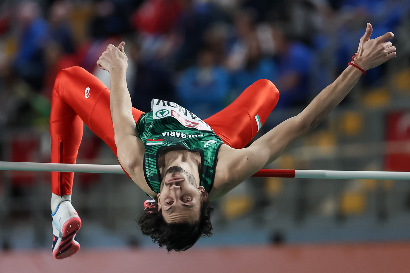 Tihomir Ivanov of Bulgaria in action during the High Jump Men Qualification at the European Athletics Indoor Championships in Istanbul, Turkey, 03 March 2023.